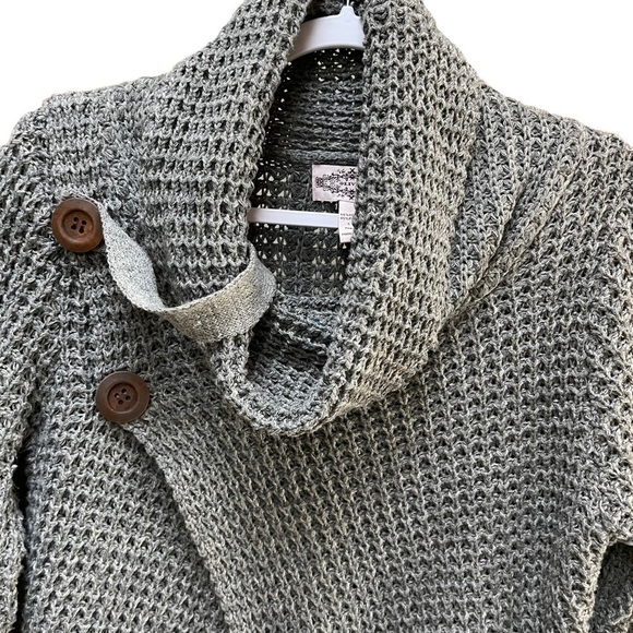 Oliver by Escio Cardigan Sweater Asymmetric  Gray Loose Knit Wrap Size Large - Picture 3 of 5
